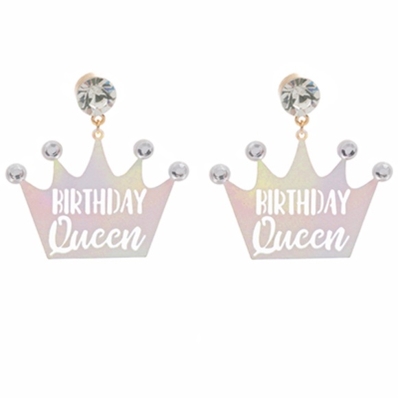 BIRTHDAY QUEEN Crown Earrings - Picture 1 of 2